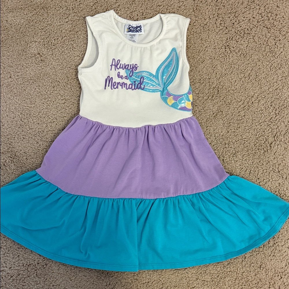 Mermaid Magic Kids Dress - White, Purple, and Blue